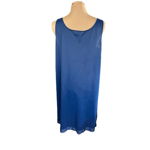 Vintage SZ L Vanity Fair Nylon Slip Dress Babydoll Chemise Nightgown Navy Blue - Picture 2 of 8